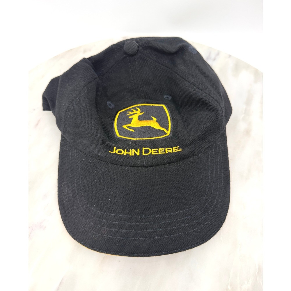 John Deere Mens Black Yellow Logo Adjustable Cotton Baseball Cap Hat